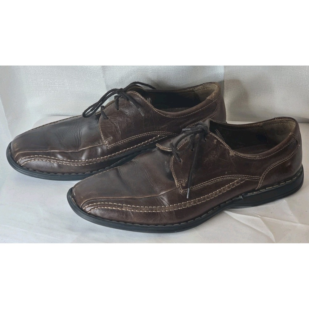 Josef Seibel Mens Brown Leather Square Toe Oxford‎ Lace Up Shoes Comfort Dress